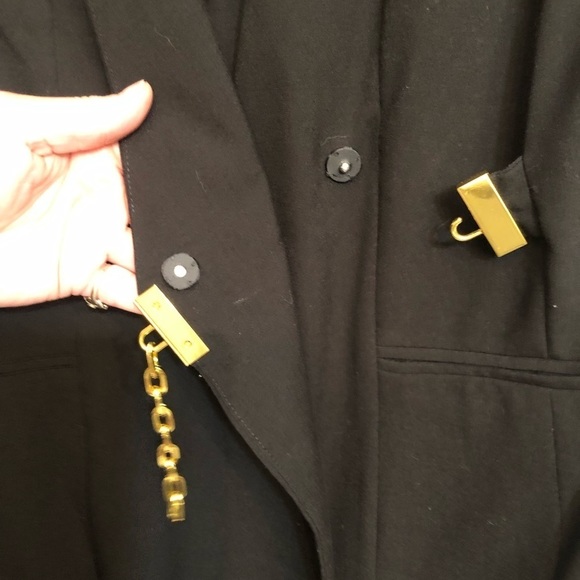 Calvin Klien size 14 black wrap dress with hidden zip gold detail - Picture 6 of 9